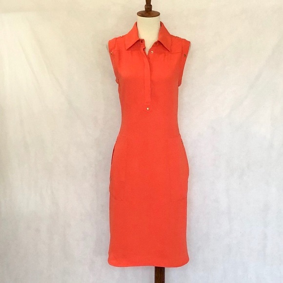 Calvin Klein Dresses & Skirts - Calvin Klein Orange Sleeveless Shirt Dress